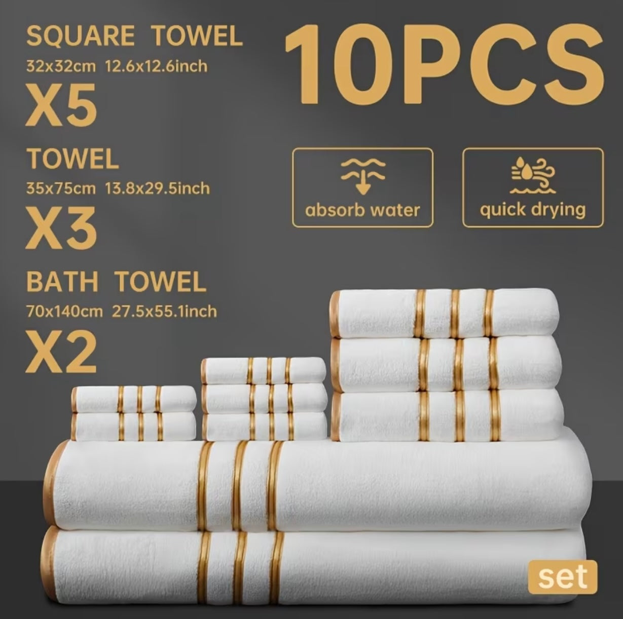 10-piece coral fleece towel set