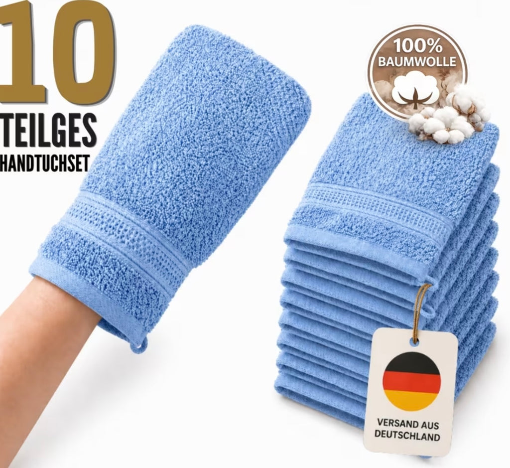 Set di Asciugamani a mano da 10 Pezzi in 100% Cotone