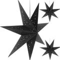 3 Pieces Christmas Decorations Suspension Lamp Three-dimensional Star Seven Tips, Black