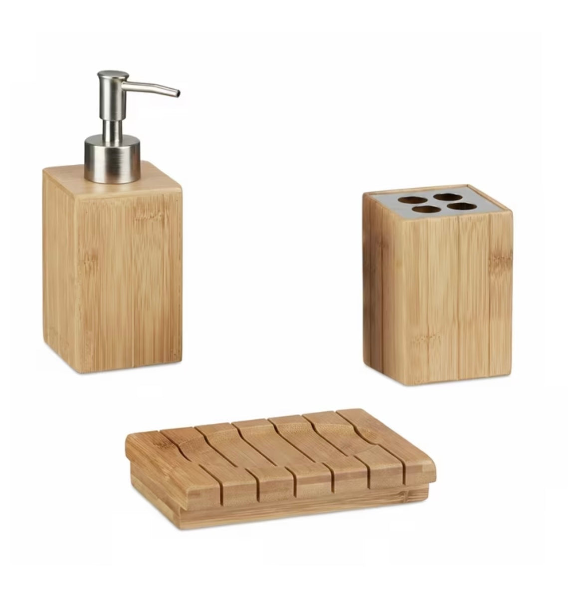 Set di 3 accessori naturali per il bagno