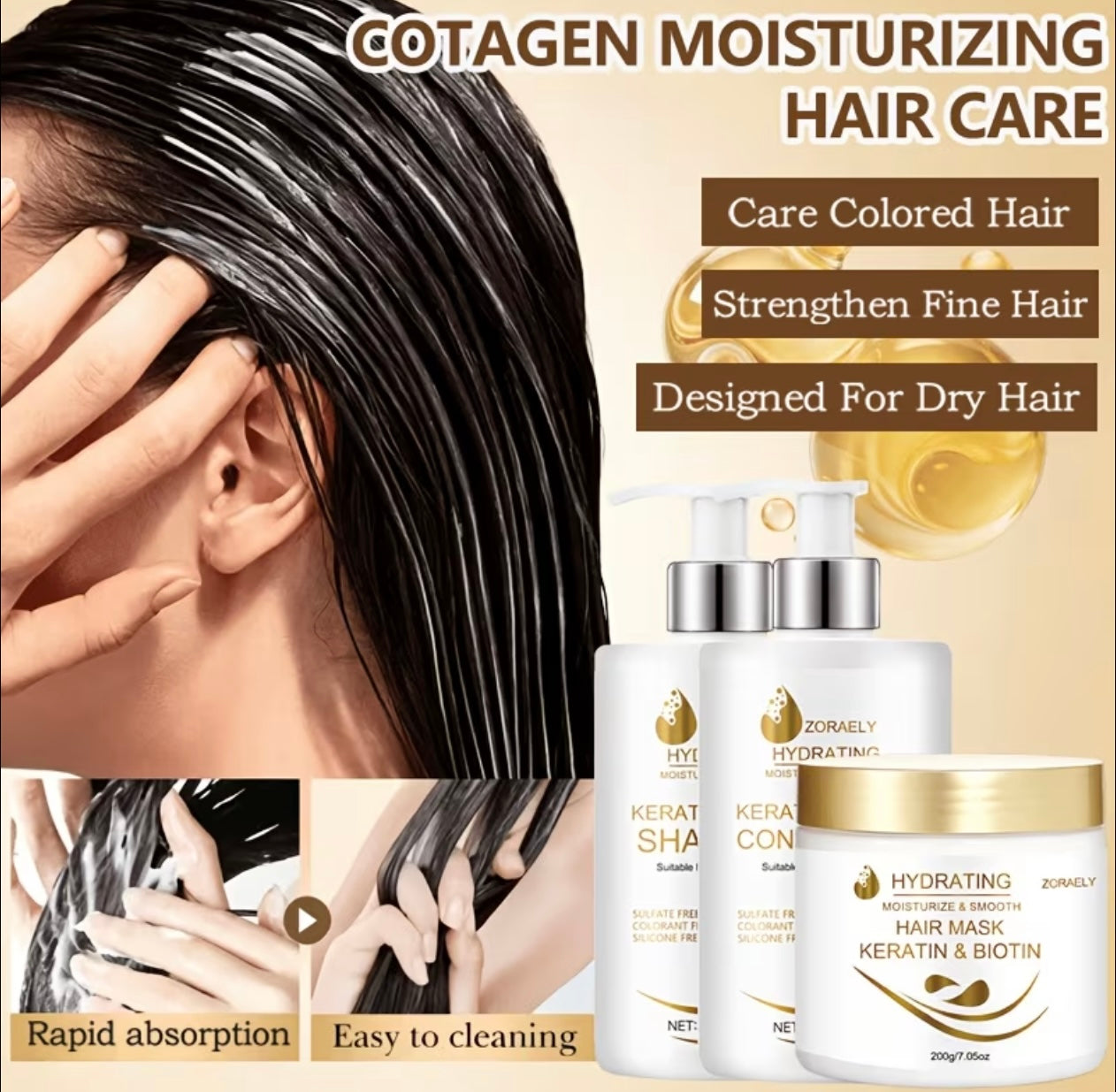 ZORAELY Hair Care Set with Keratin and Biotin