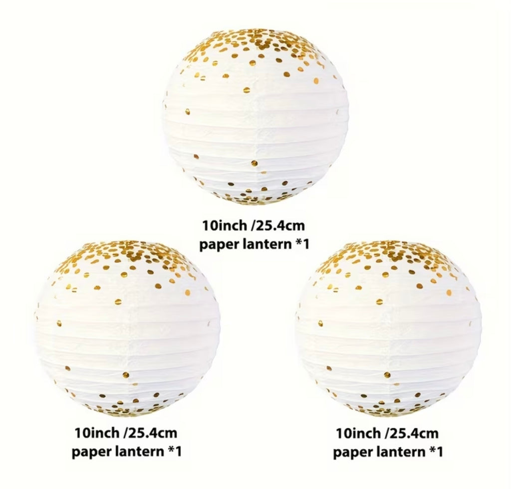 3 Pieces Set of Elegant Golden Lanterns