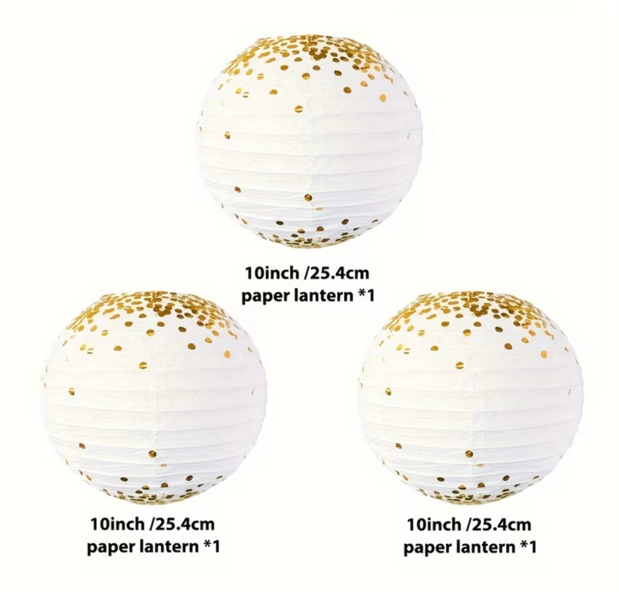 3 Pieces Set of Elegant Golden Lanterns