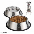 2 stainless steel dog bowls