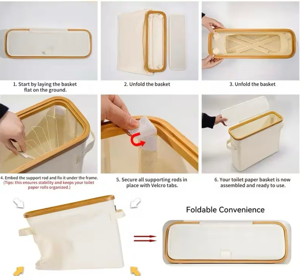 Organizzatore da bagno in bambù moderno con coperchio