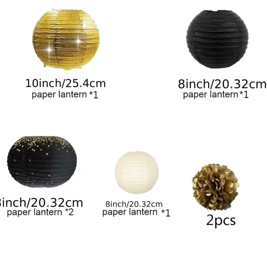 Set of 7 paper lanterns for parties