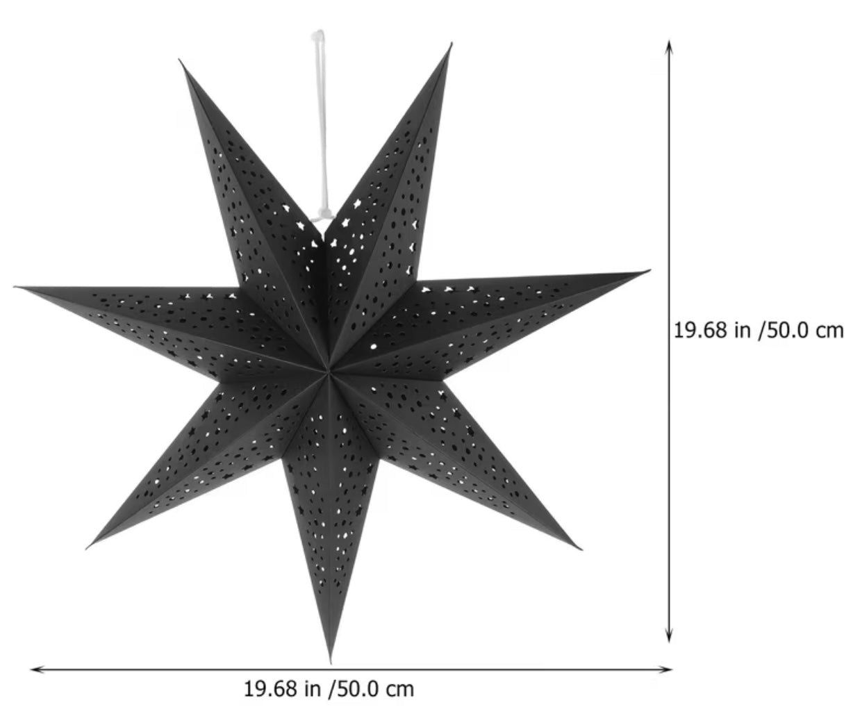 3 Pieces Christmas Decorations Suspension Lamp Three-dimensional Star Seven Tips, Black