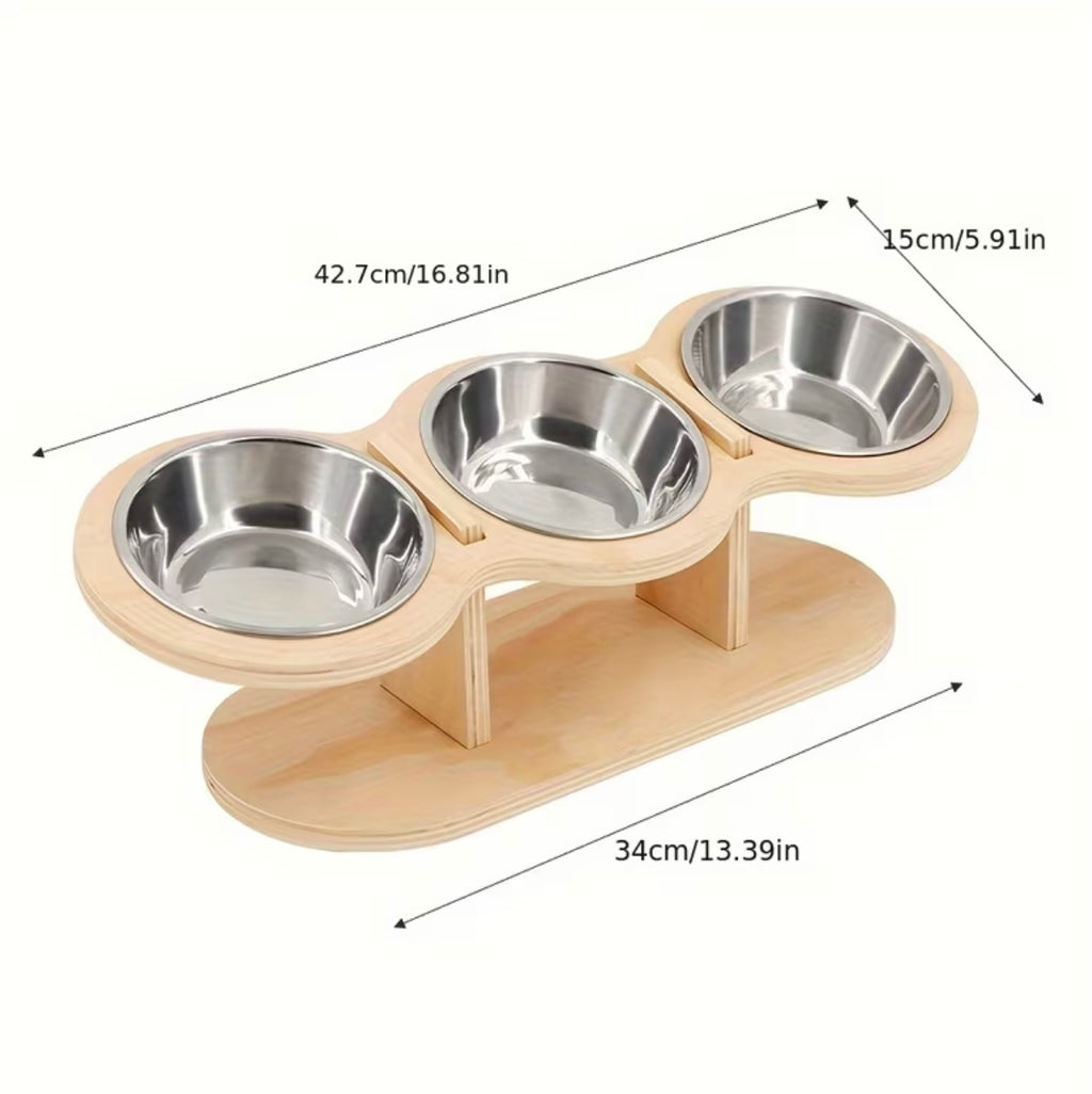 High Cat Bowl - 3 Stainless Steel Bowls