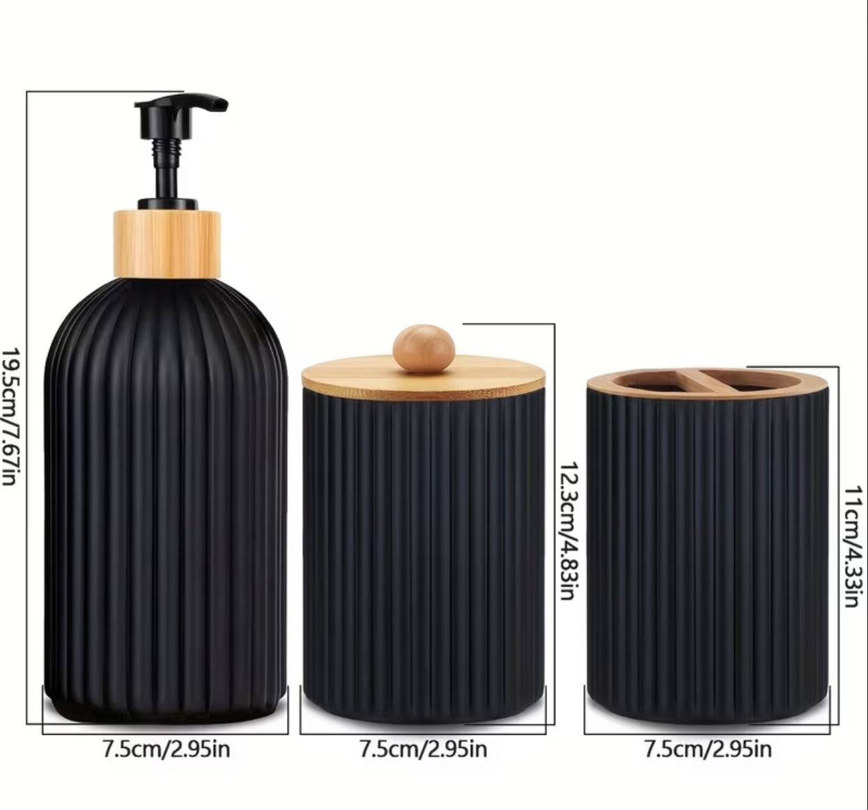 Set of 3 refillable bathroom dispensers
