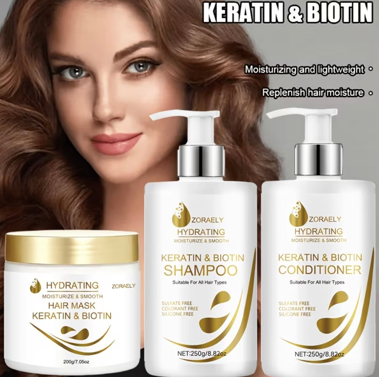 ZORAELY Hair Care Set with Keratin and Biotin