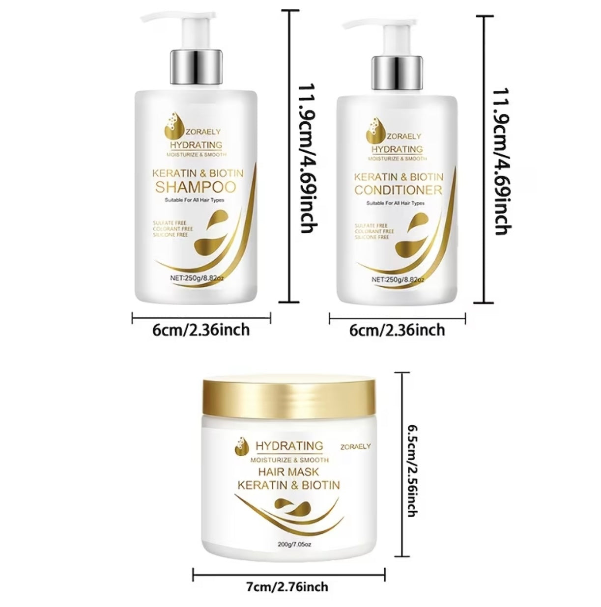 ZORAELY Hair Care Set with Keratin and Biotin