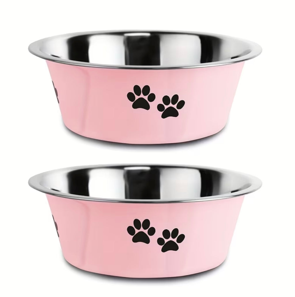 Set of 2 stainless steel dog bowls