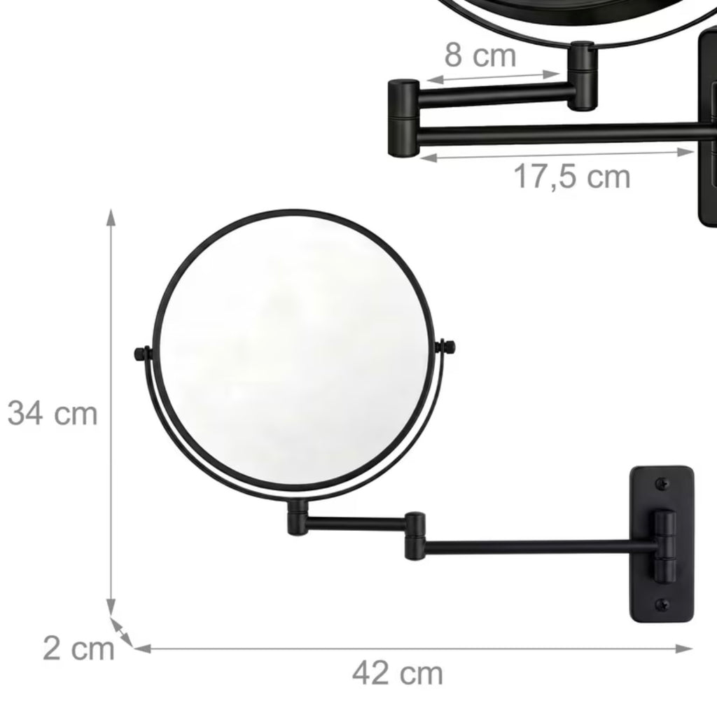 Specchio cosmetico nero - ø 20 cm