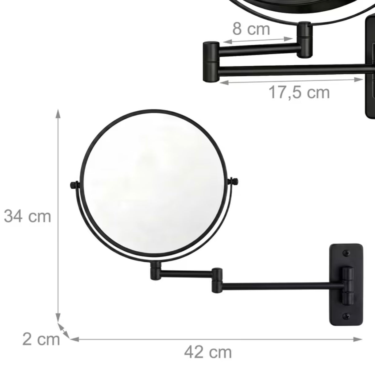 Specchio cosmetico nero - ø 20 cm