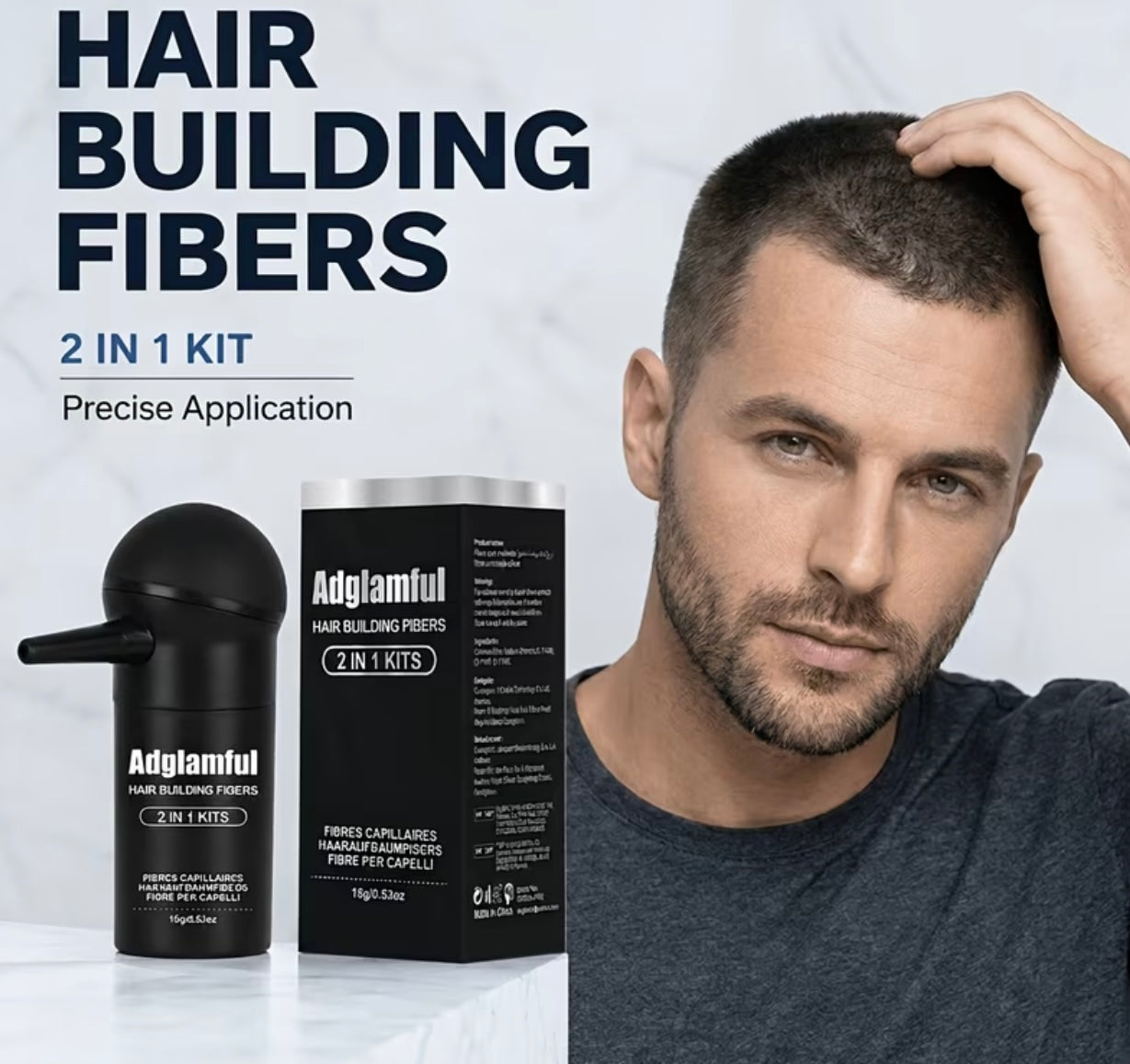 Matching nozzle set for fibre powder for hair dye filling