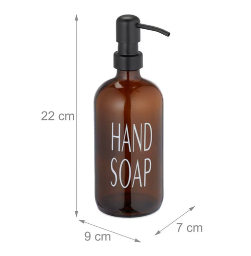 2 x Dispenser di Sapone in Vetro Marrone - 500 ml