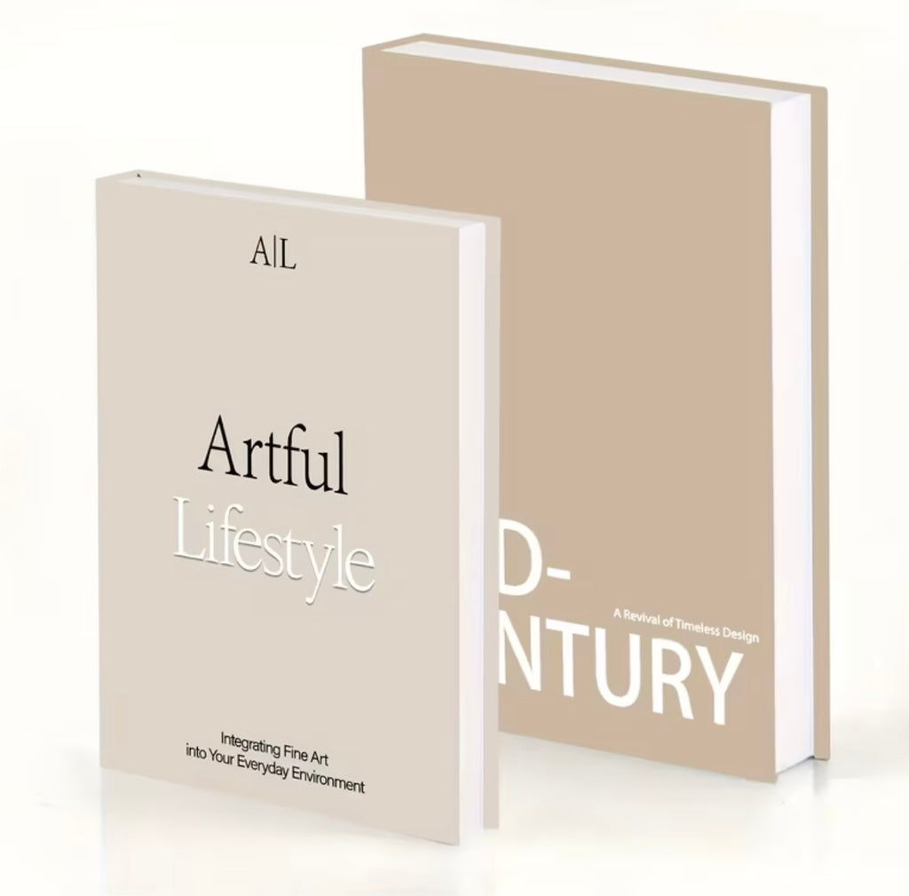 Set of 2 fake paper books for aesthetic decoration