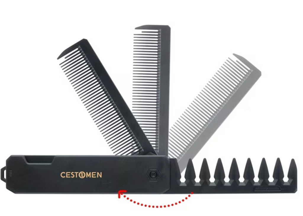 New portable unisex folding comb with three interchangeable teeth