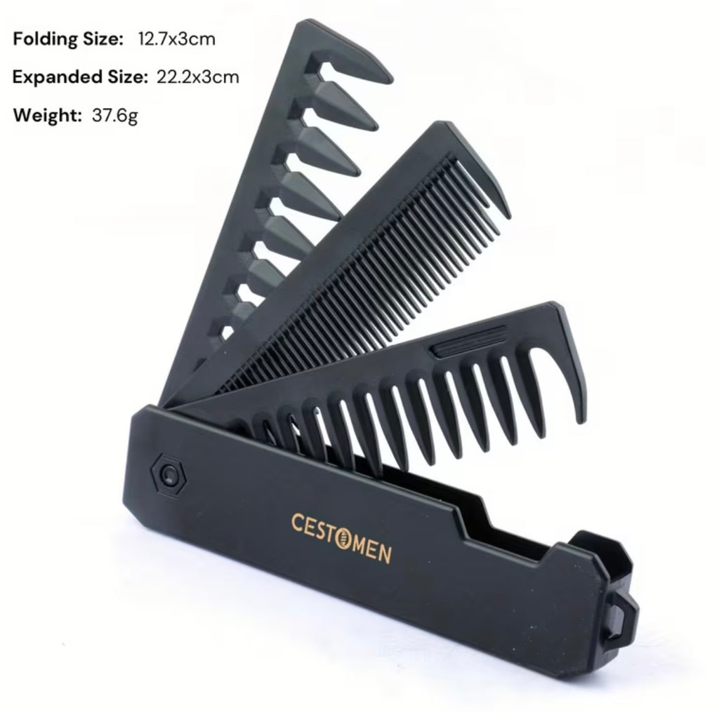 New portable unisex folding comb with three interchangeable teeth