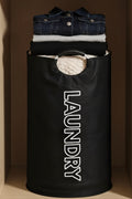Oversized bohemian style fabric laundry basket with handles