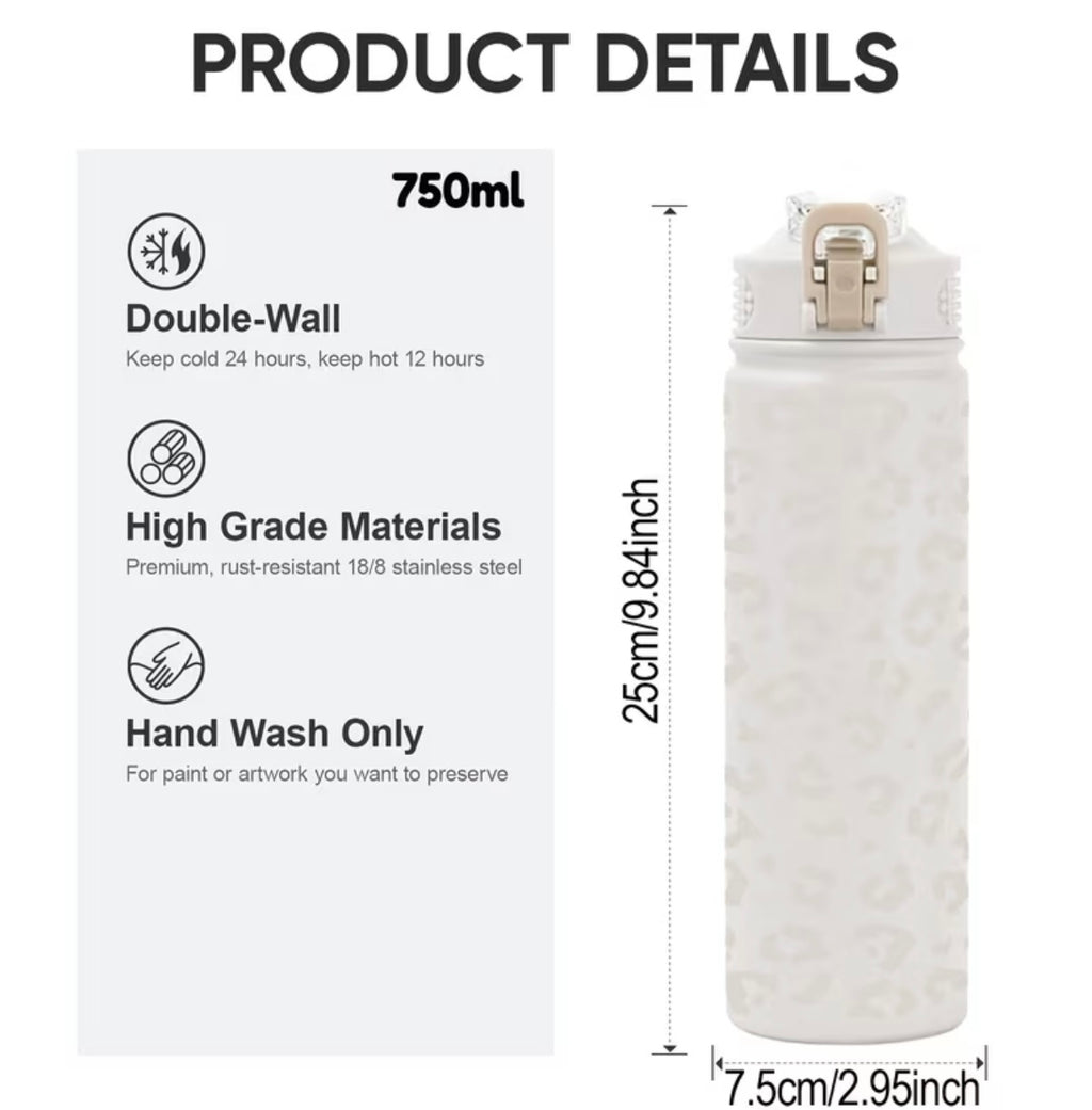 750ml Stainless Steel Thermal Glass with Leopard Print