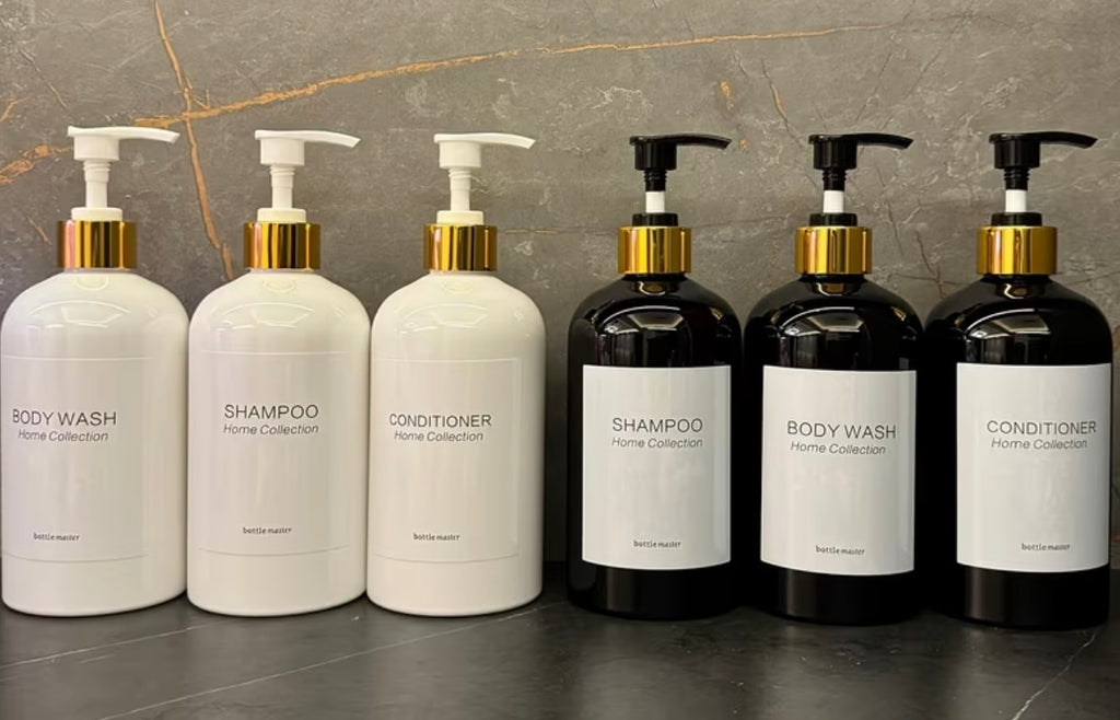 Set of 3 dispensers for shampoo and conditioner