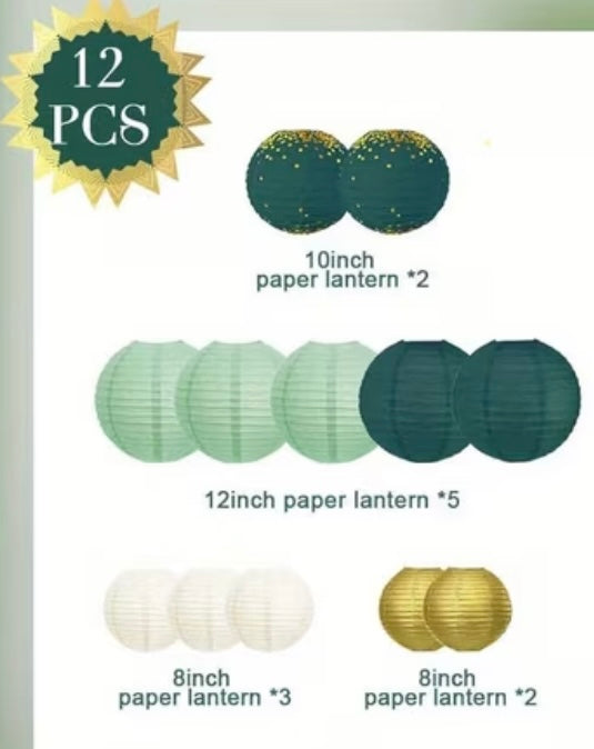 Set di 12 pezzi lanterne in verde