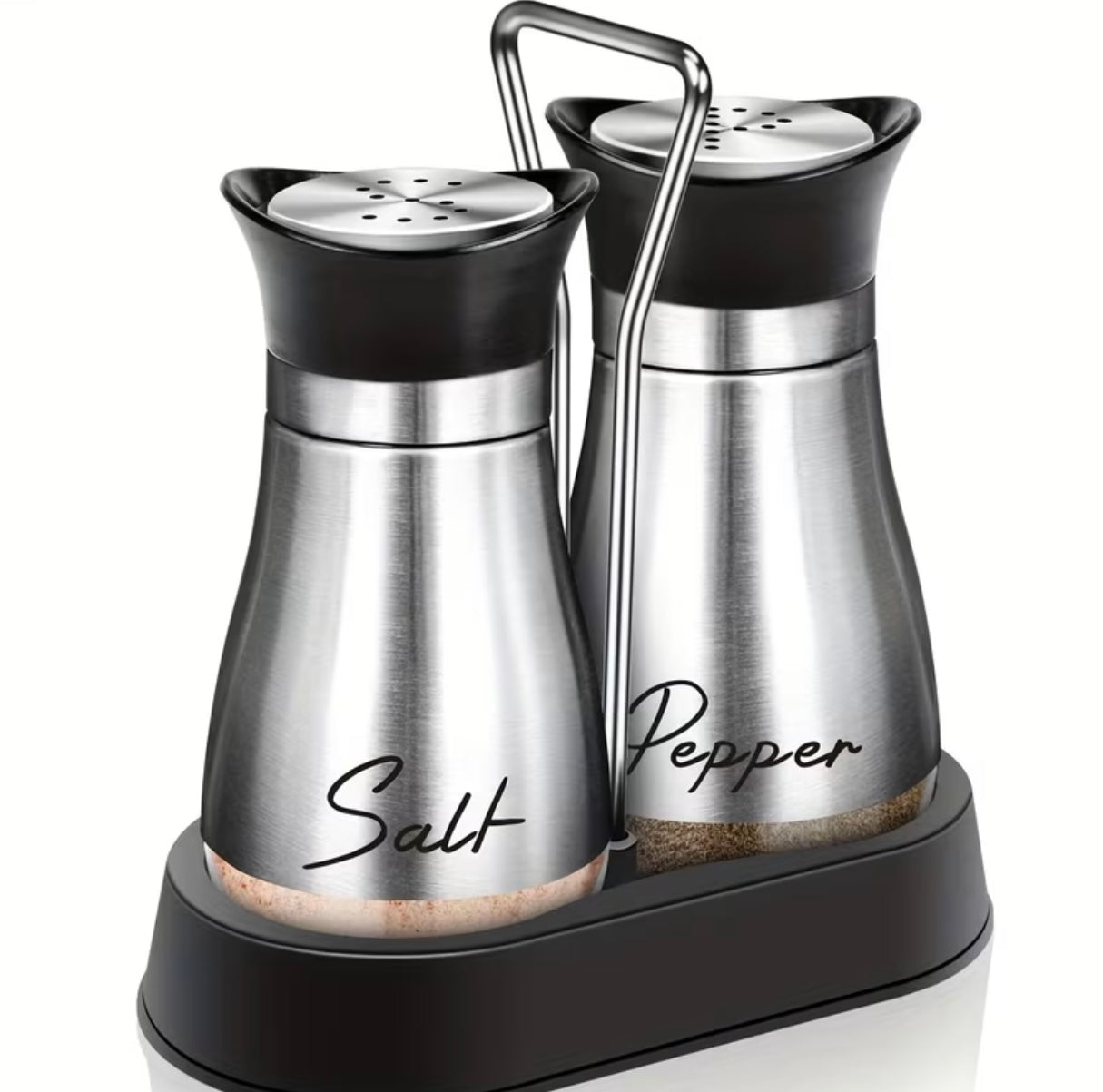 Salt and Pepper Set with Storage Rack (1 Storage Rack + 2 Bottles)