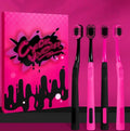 Serie di spazzolini da denti neri e rosa con graffiti, set da 4 pezzi