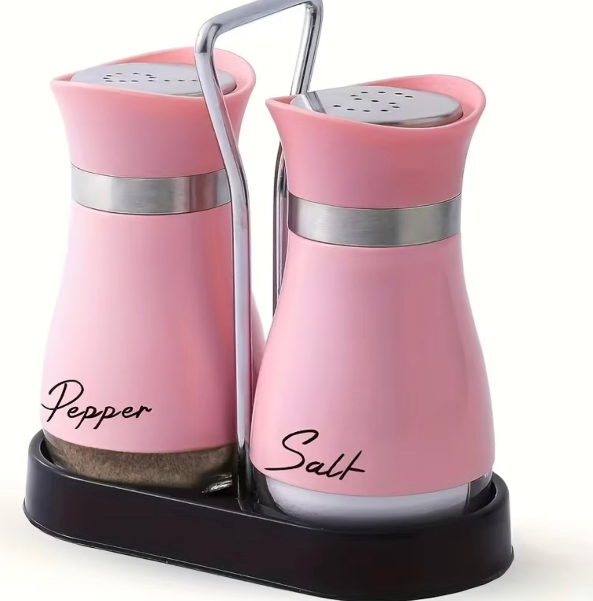 Salt and Pepper Set with Storage Rack (1 Storage Rack + 2 Bottles)