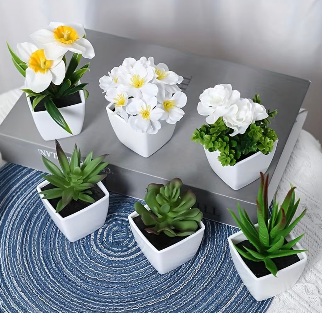 1SET-6pcs Set of Artificial Potted Plants