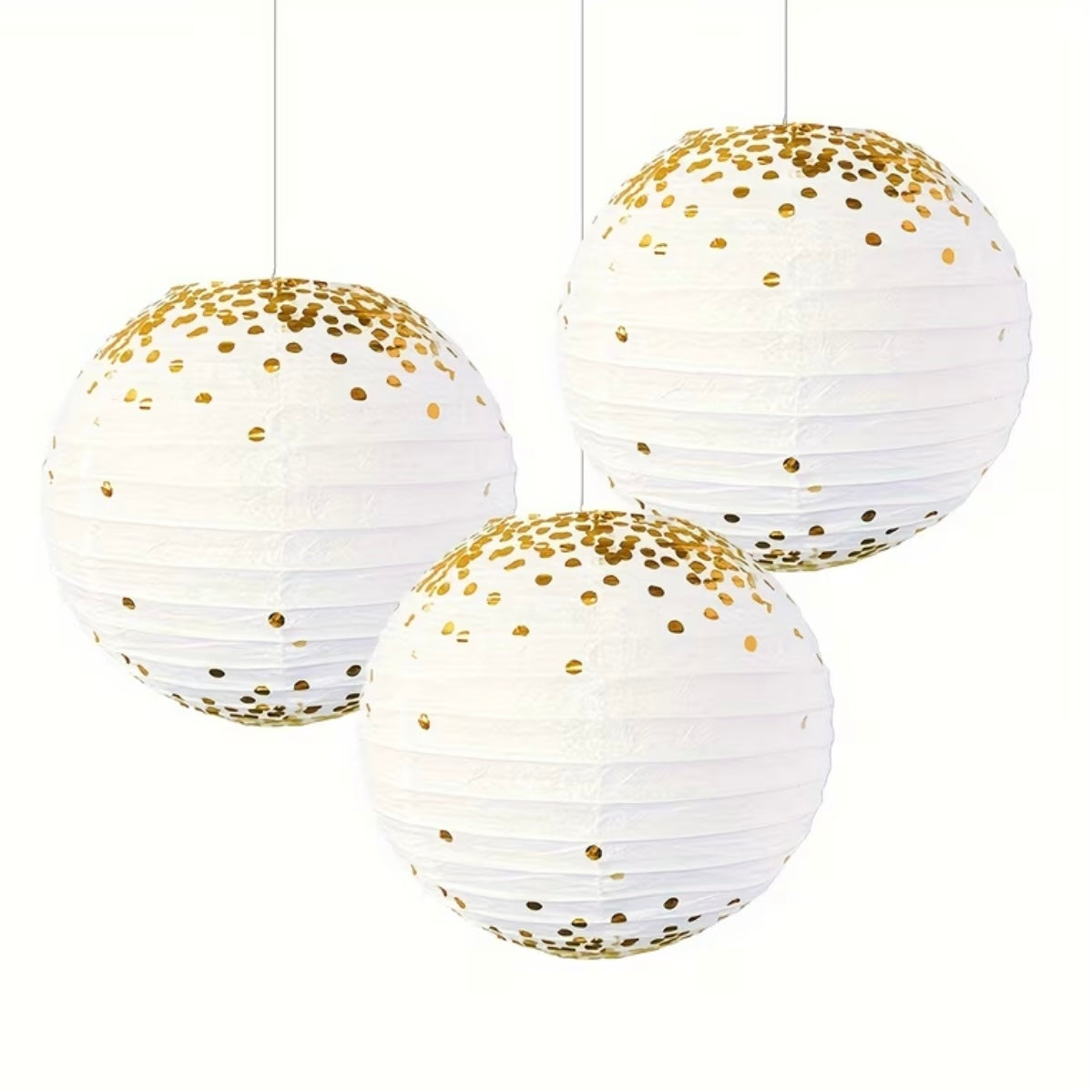 3 Pieces Set of Elegant Golden Lanterns