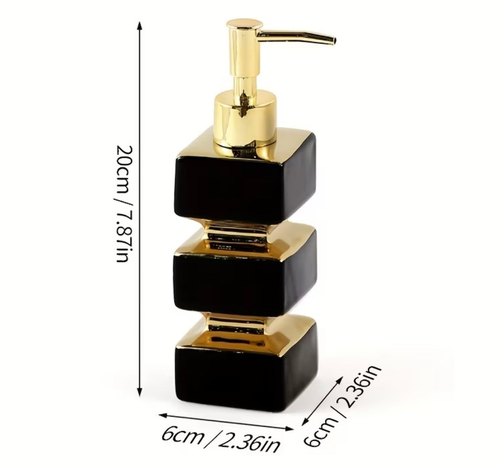 Creative and unique black and white ceramic soap dispenser