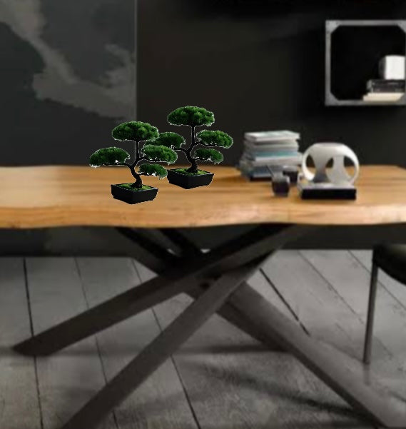 Juego de 2 bonsáis artificiales realistas con forma de pino