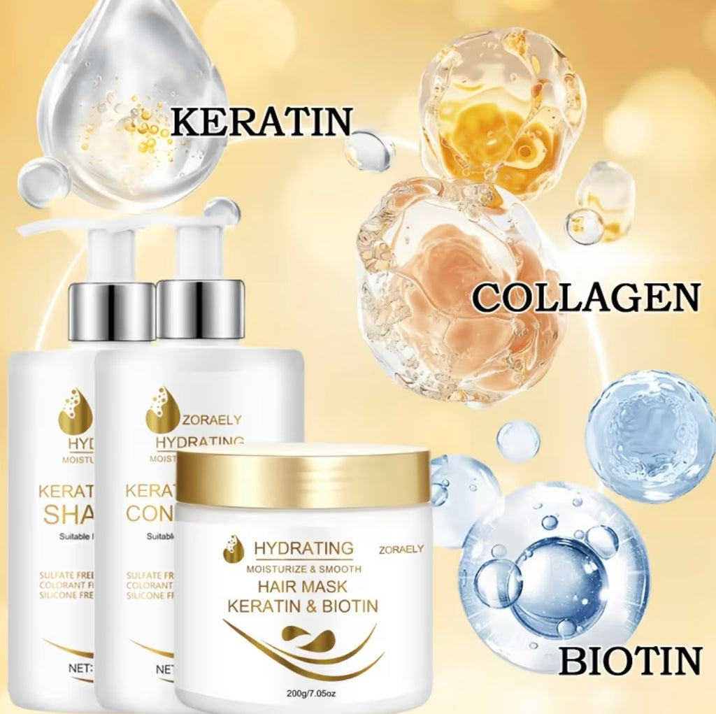 ZORAELY Hair Care Set with Keratin and Biotin