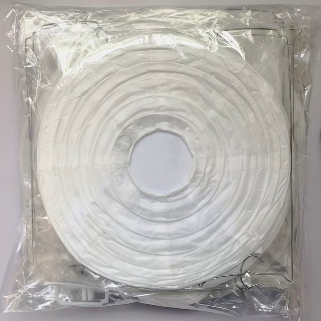 Set of Mixed White Paper Lanterns of 18 Pieces