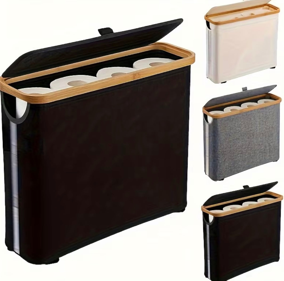 Organizzatore da bagno in bambù moderno con coperchio