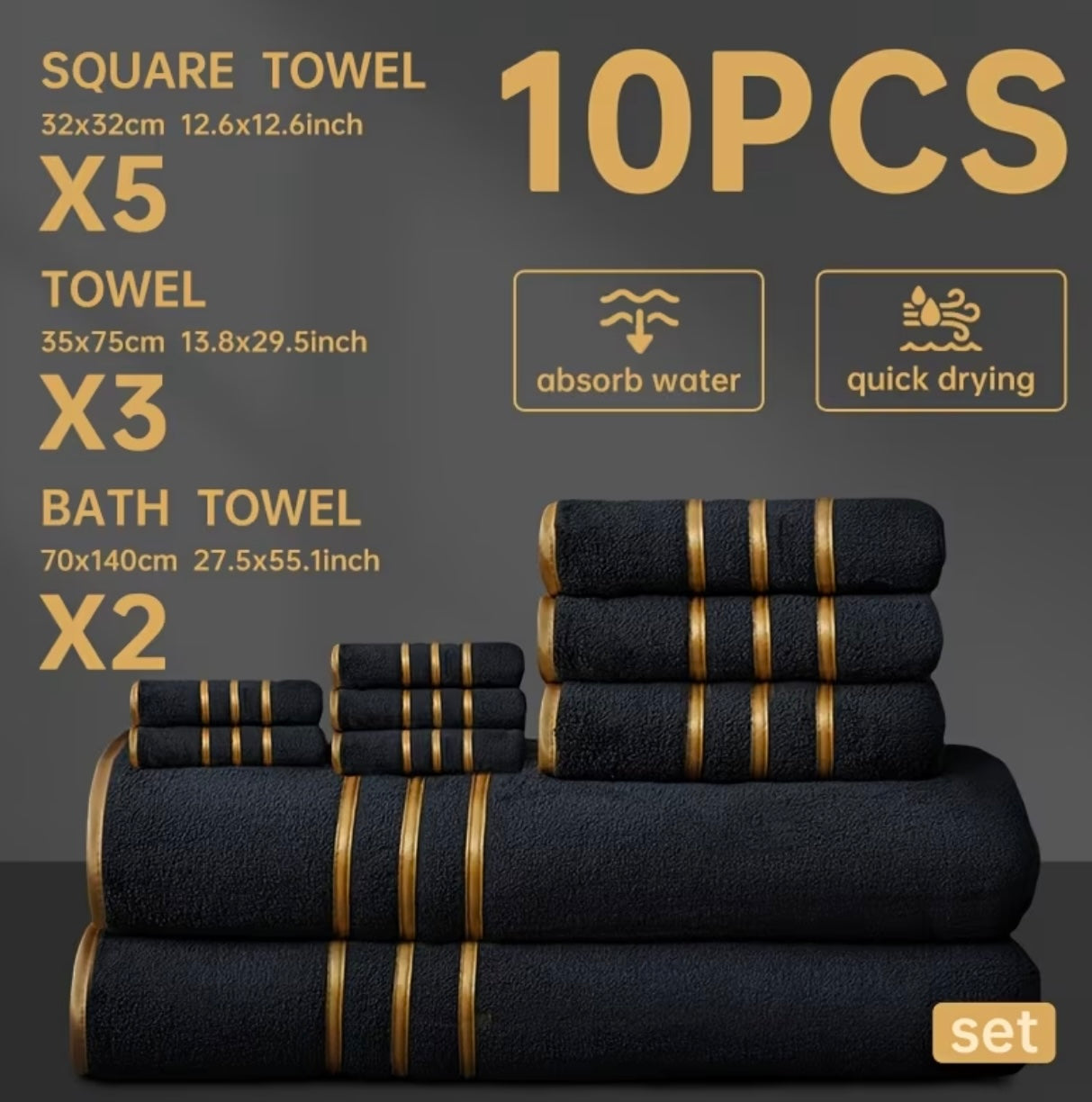 10-piece coral fleece towel set