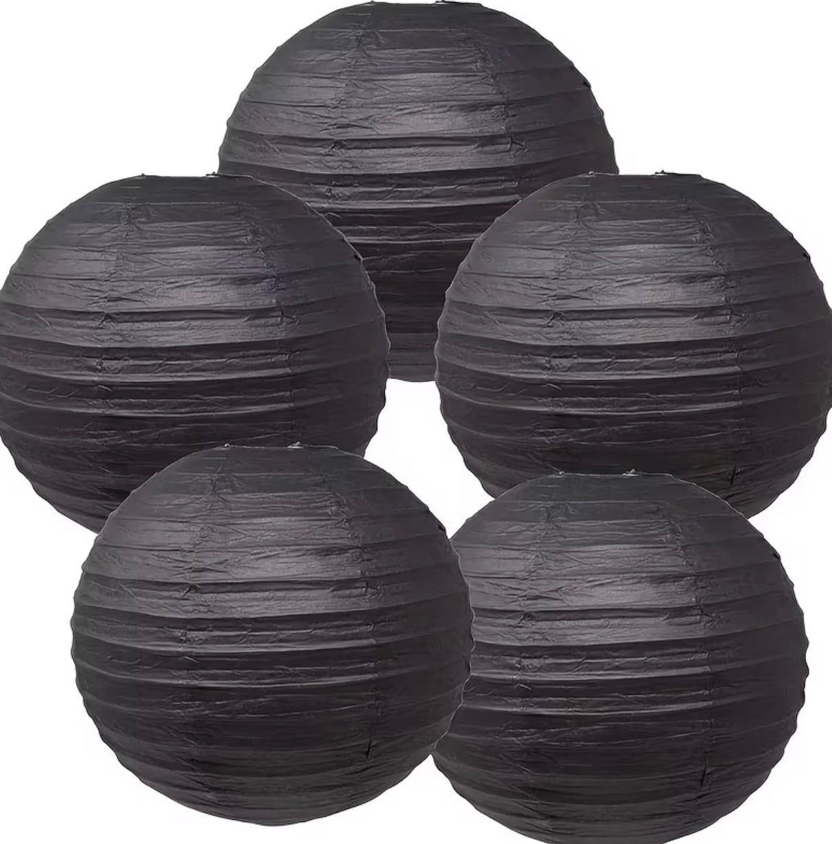 5 black paper lanterns