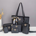Set of 7 pieces plastic tote bag with fashionable letter print