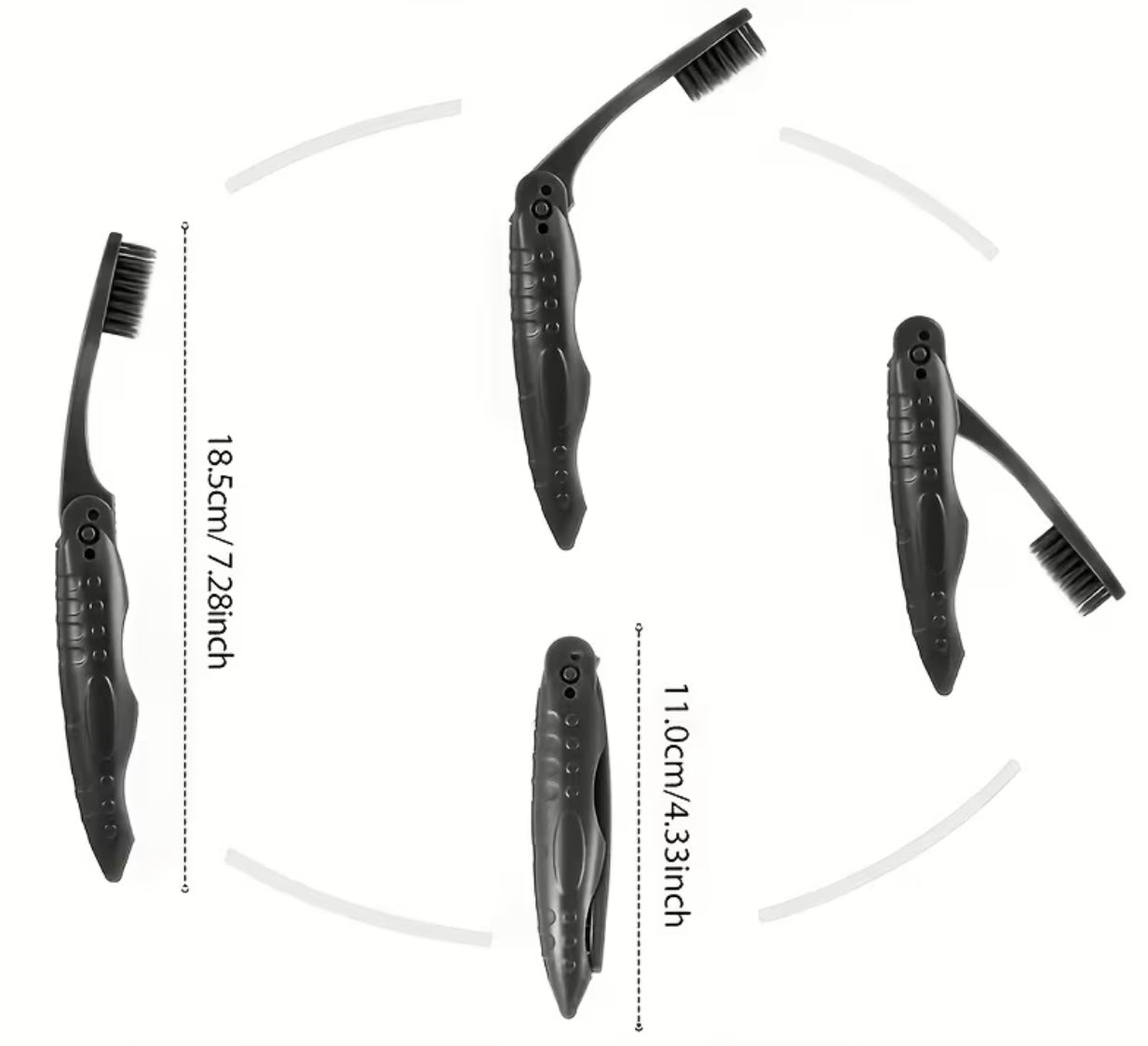 4 Pcs of black foldable travel toothbrush