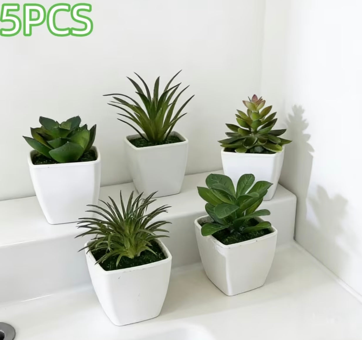 Set of 5 pieces of artificial potted plants