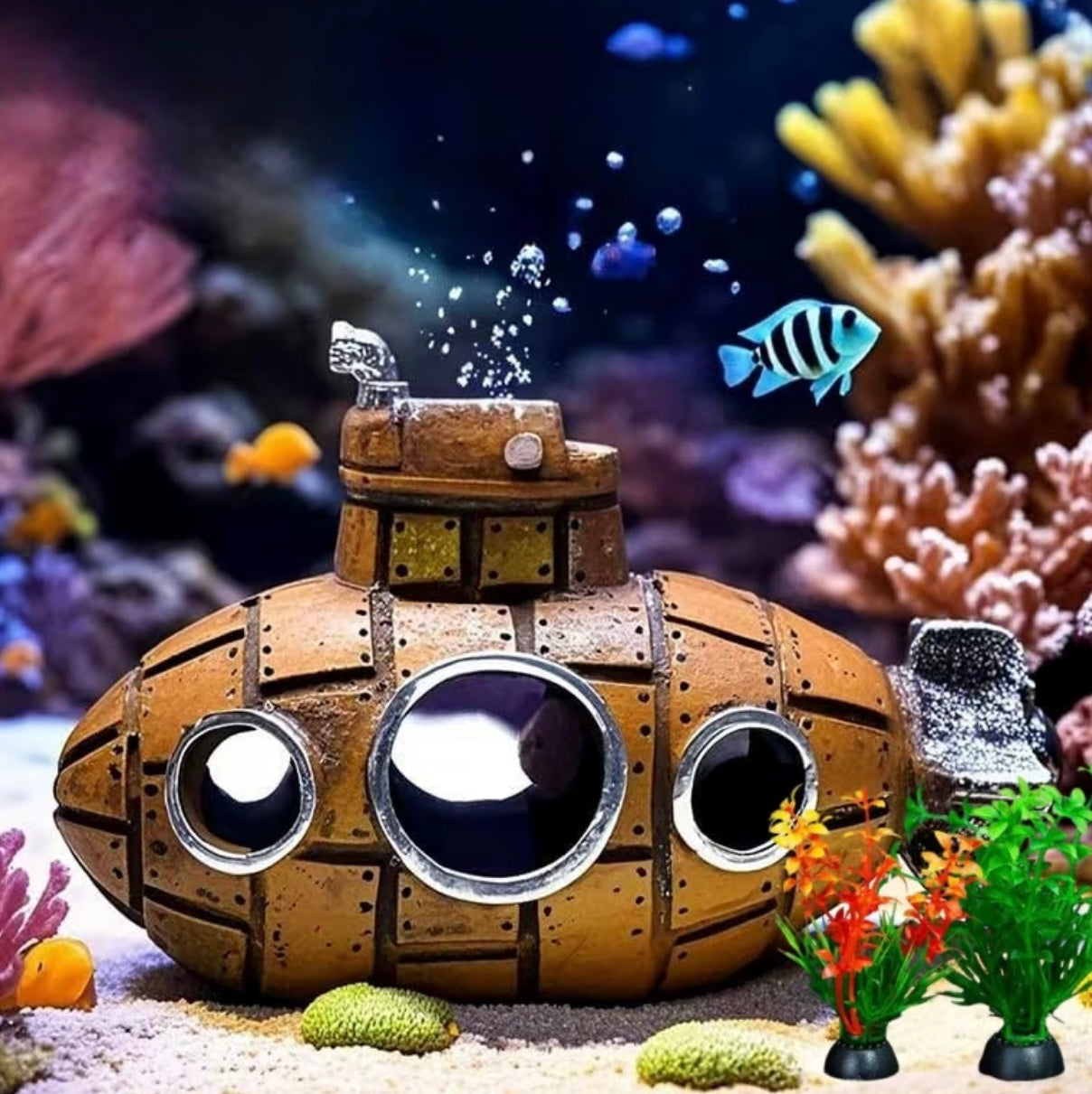 3 pieces Decoration Underwater Aquarium Retro