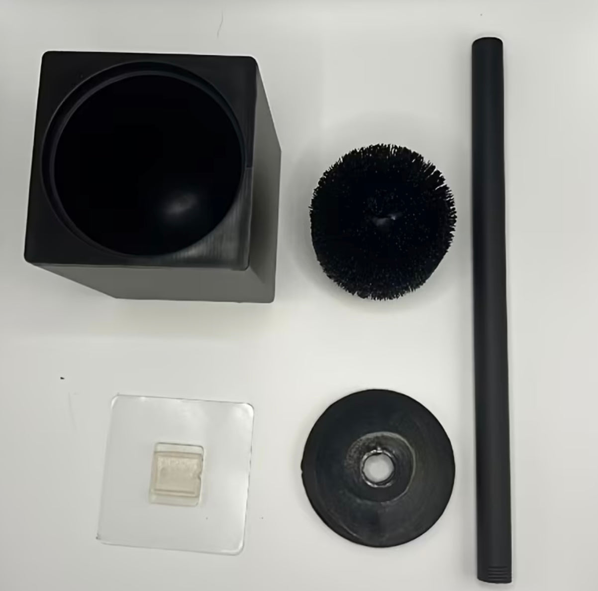 Elegant Black Square Toilet Brush with Wall Support