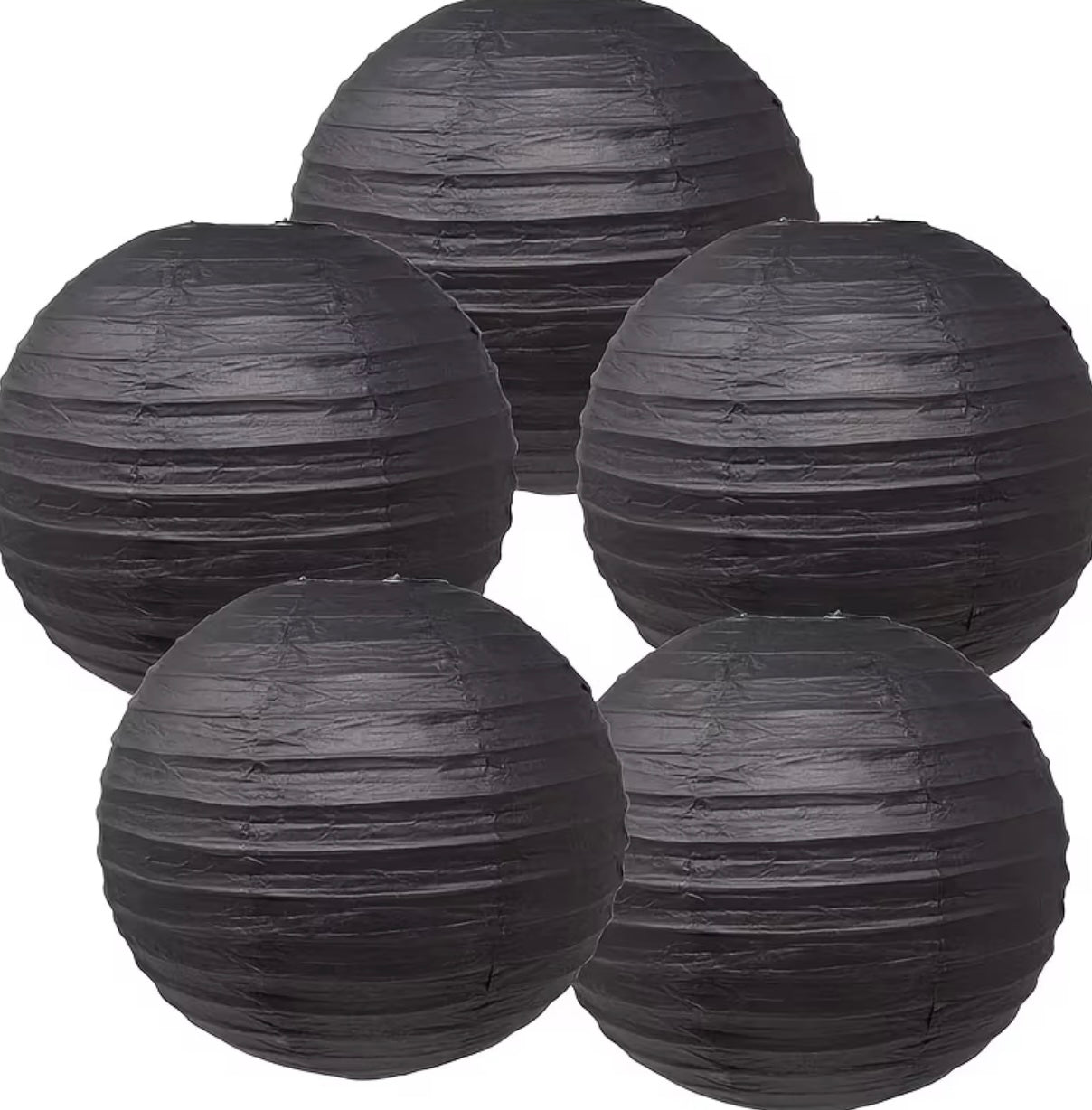 5 black paper lanterns