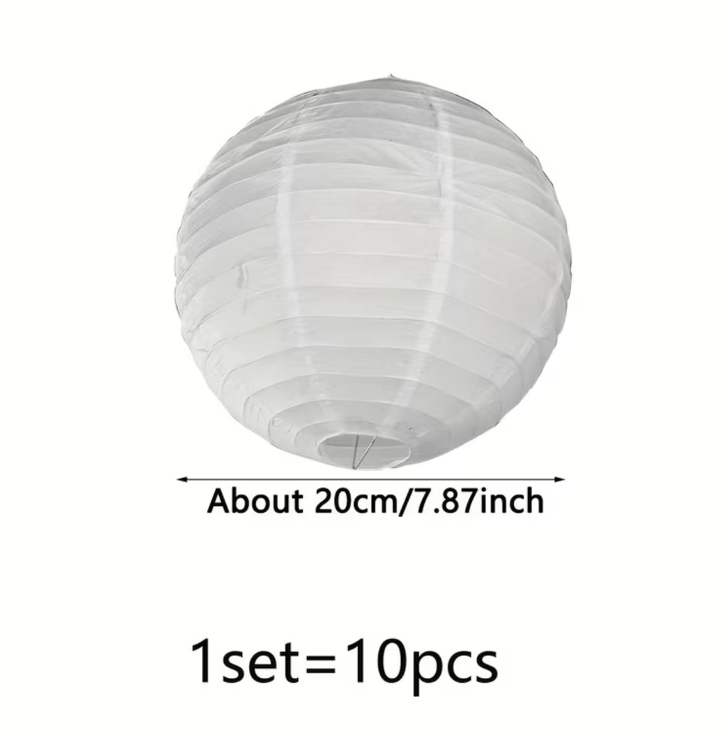 10 pieces - Decorative white paper lanterns
