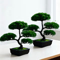 Set of 2 realistic artificial pine-shaped bonsai