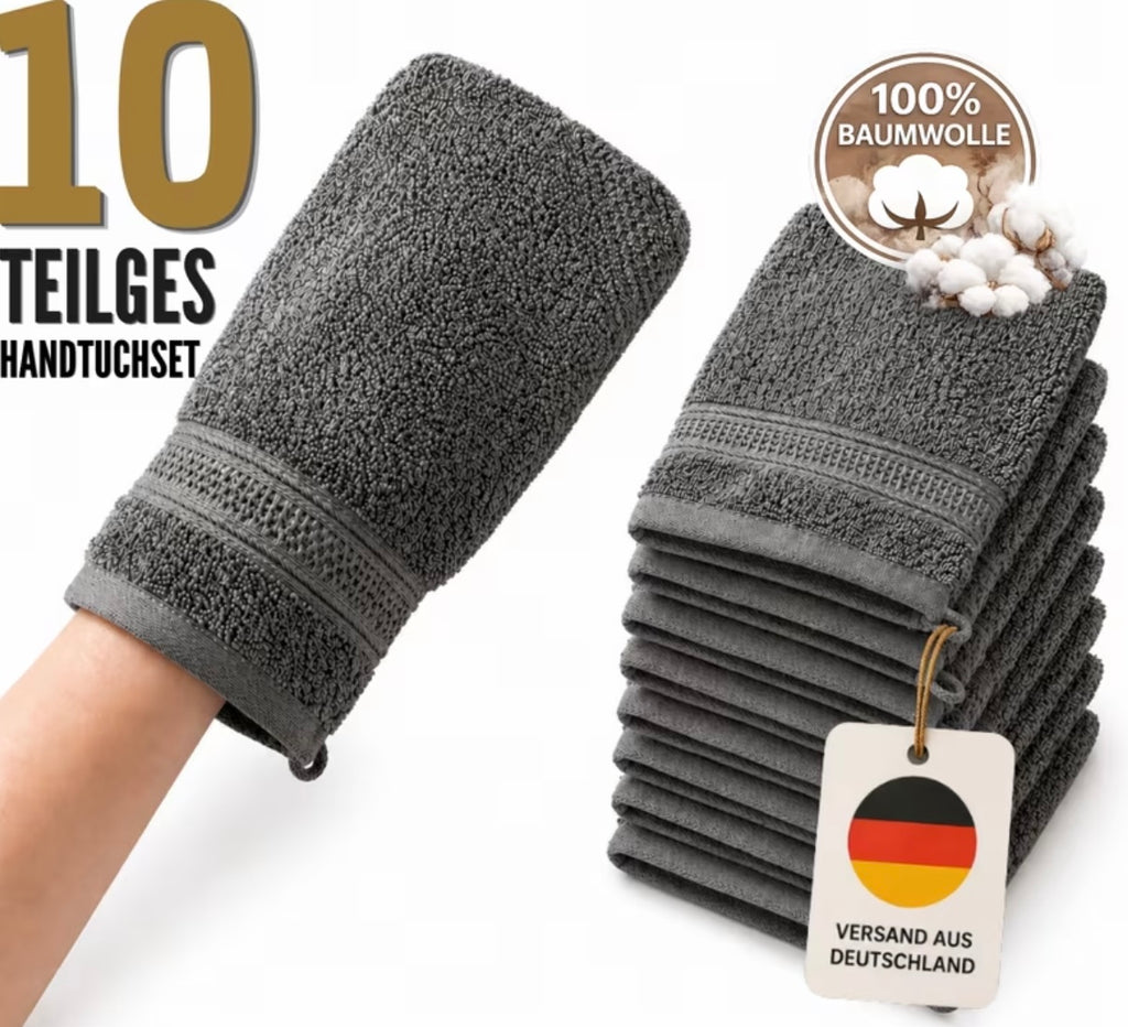 Set di Asciugamani a mano da 10 Pezzi in 100% Cotone
