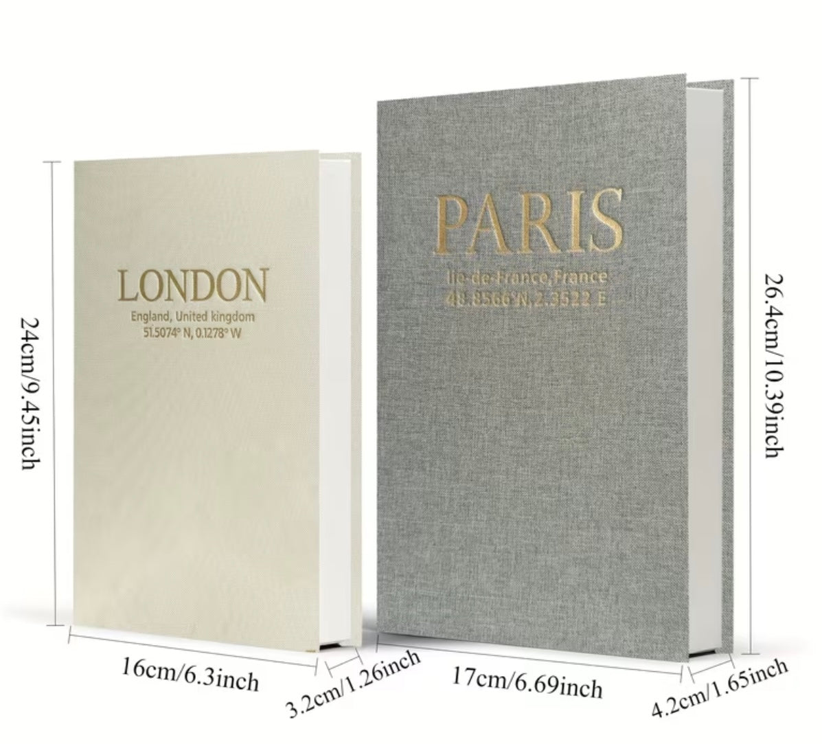 Set of 2 pieces of decorative book boxes that can be opened in linen