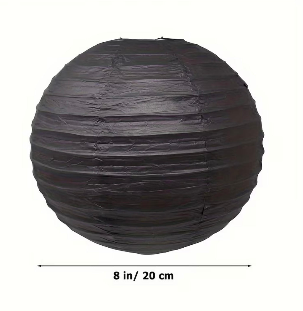 5 black paper lanterns